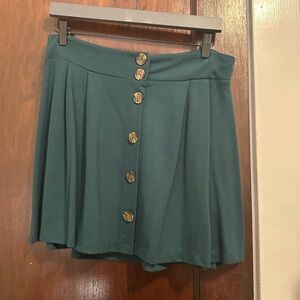Modcloth Teal Skater Skirt with Button Detail